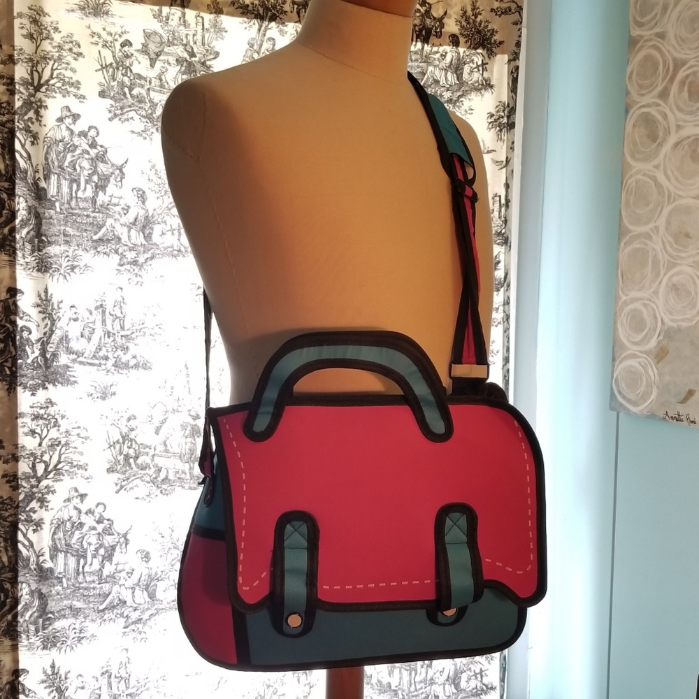 2D cartoon colorful messenger bag! Cartoon purse